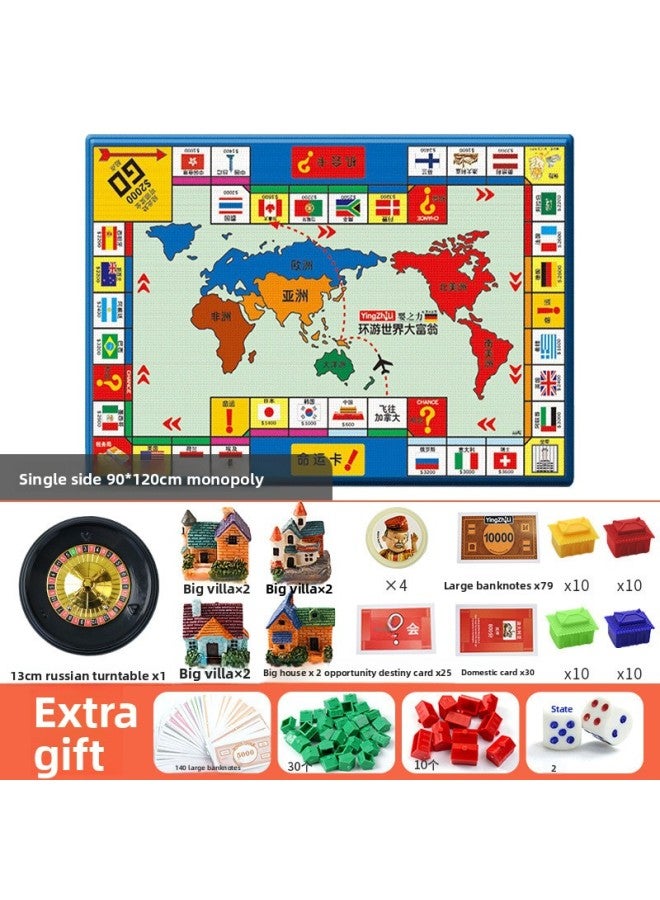 Monopoly Game Deluxe World Tour Children's Adult Edition Board Game Full Card Carpet Flying Chess One Piece